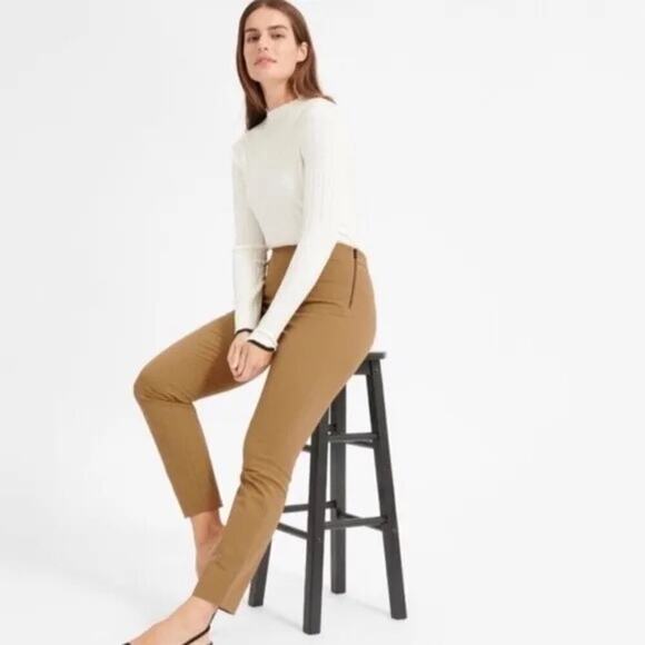 Everlane The Side-Zip Stretch Cotton Ankle Pants Khaki Trousers Office Job SZ 8 - Picture 1 of 15